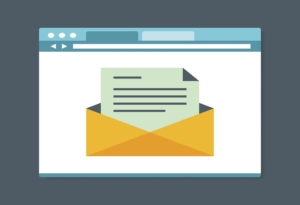 Flat design style e-mail in internet browser, vector illustration