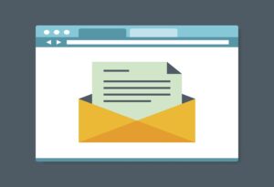 Flat design style e-mail in internet browser, vector illustration